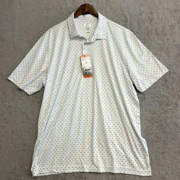 NEW Greg Norman ML75 Men's XXL Golf Polo Shirt Moisture Wicking White & Blue - Picture 2 of 9